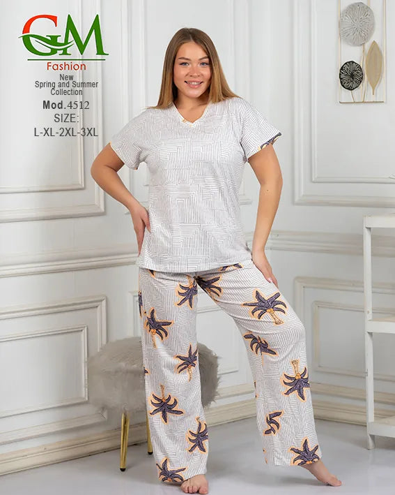 بيجامة حريمي صيفي مريحة وشيك | GM Fashion موديل 4512