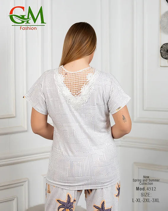 بيجامة حريمي صيفي مريحة وشيك | GM Fashion موديل 4512