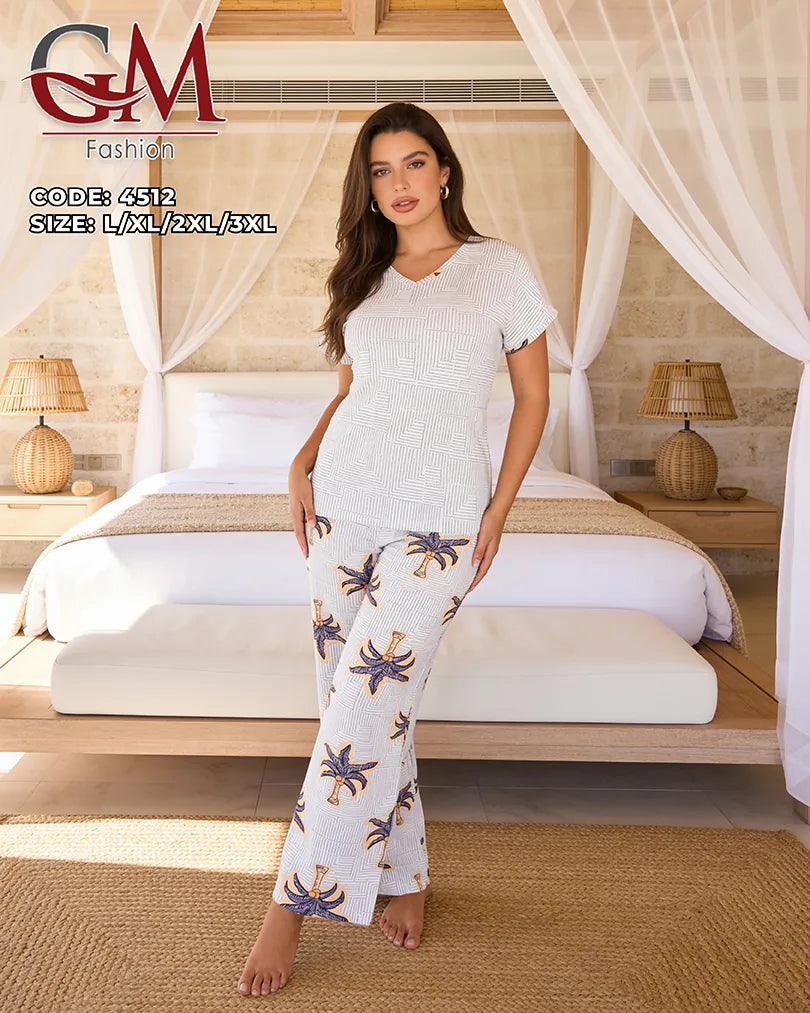 بيجامة حريمي صيفي مريحة وشيك | GM Fashion موديل 4512