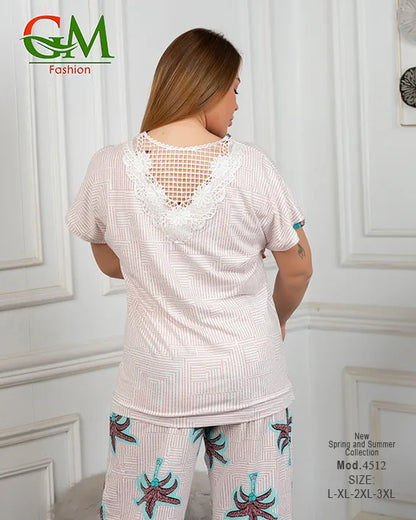 بيجامة حريمي صيفي مريحة وشيك | GM Fashion موديل 4512