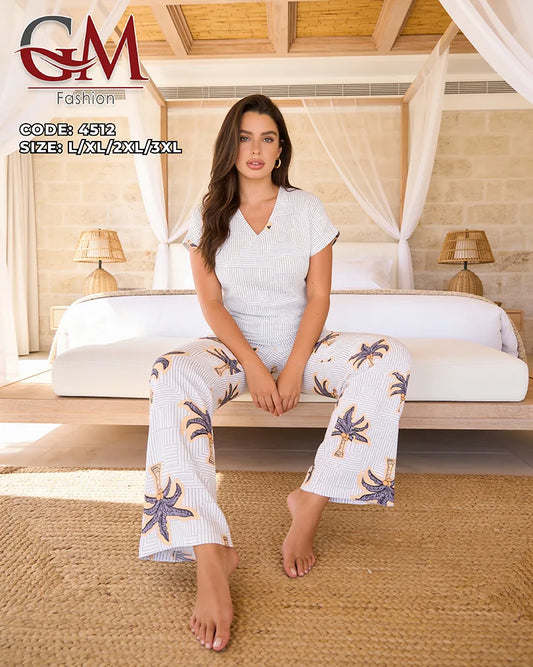 بيجامة حريمي صيفي مريحة وشيك | GM Fashion موديل 4512