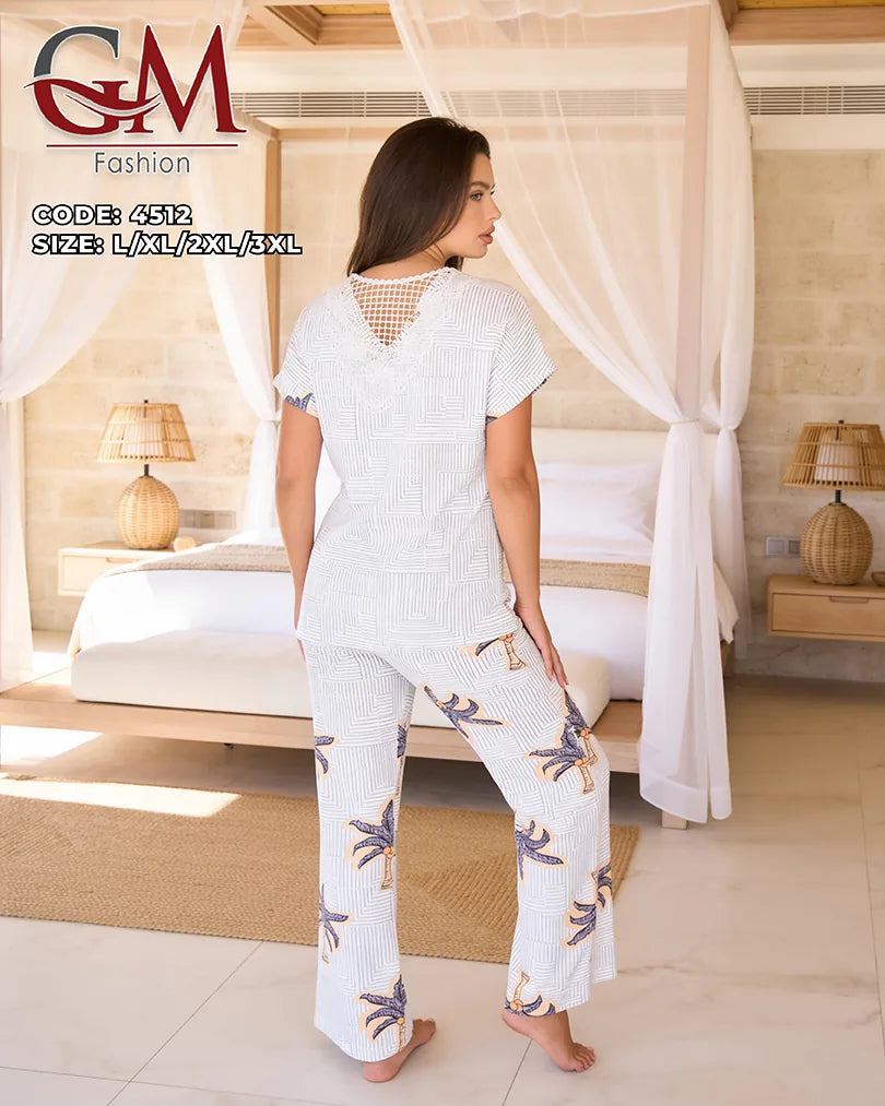 بيجامة حريمي صيفي مريحة وشيك | GM Fashion موديل 4512