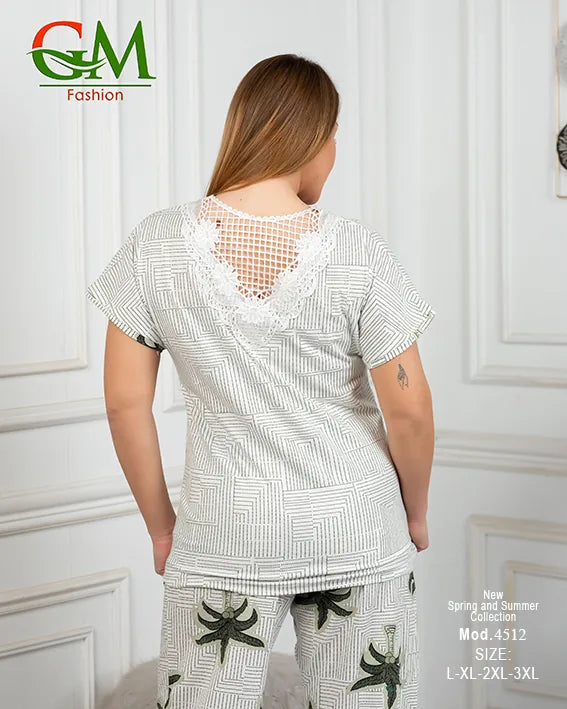 بيجامة حريمي صيفي مريحة وشيك | GM Fashion موديل 4512