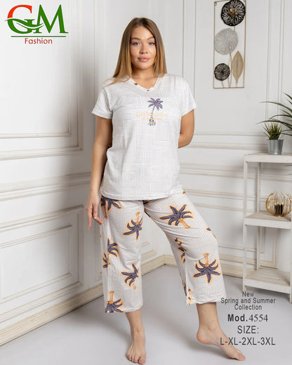 بيجامة حريمي صيفي مريحة وشيك | GM Fashion موديل 4554