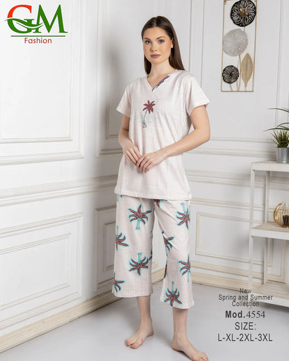 بيجامة حريمي صيفي مريحة وشيك | GM Fashion موديل 4554