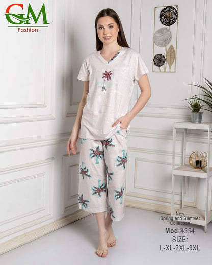 بيجامة حريمي صيفي مريحة وشيك | GM Fashion موديل 4554