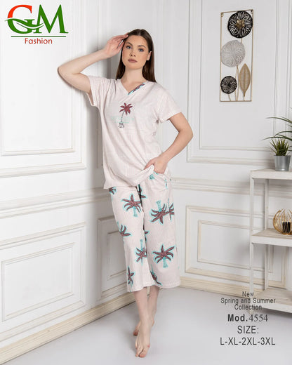 بيجامة حريمي صيفي مريحة وشيك | GM Fashion موديل 4554