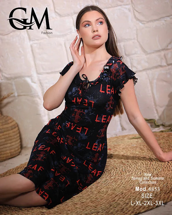 قميص حريمي صيفي فسكوز بيور بطبعة Leaf – GM Fashion موديل 4853