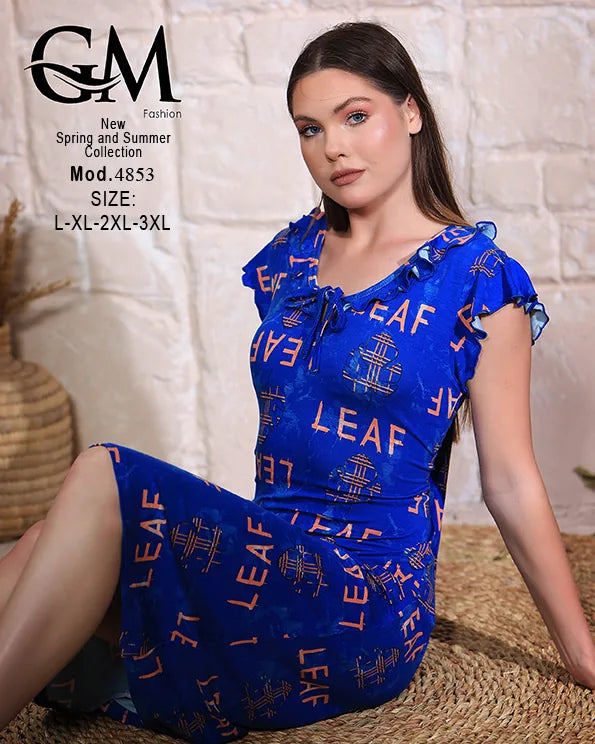 قميص حريمي صيفي فسكوز بيور بطبعة Leaf – GM Fashion موديل 4853