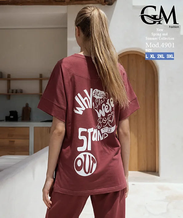 بيجامة حريمي صيفي نصف كم وبنطلون واسع – GM Fashion موديل 4901