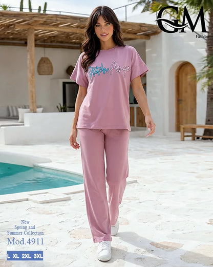 بيجامة حريمي صيفي Stitch Angel بأرجل واسعة – GM Fashion موديل 4911