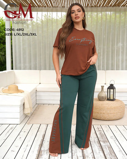 بيجامة حريمي صيفي Everything Is Possible ببنطلون واسع – GM Fashion موديل 4912