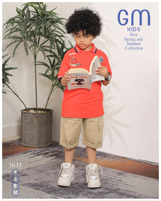 ترينج أولادي صيفي – تيشيرت بولو + شورت جبردين – موديل 5035 | GM Kids