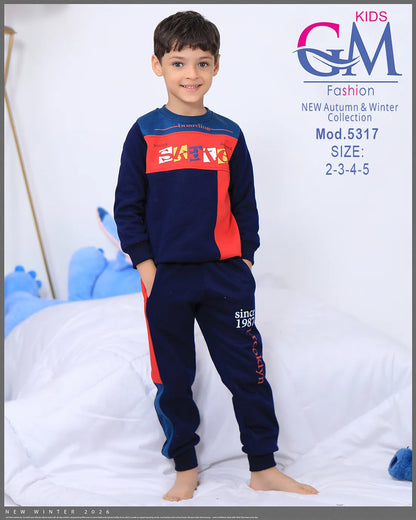 طقم ترنج ولادي شتوي GM Kids | موديل 5317 بقلنسوة (كابتشوه) (2-5 سنوات)