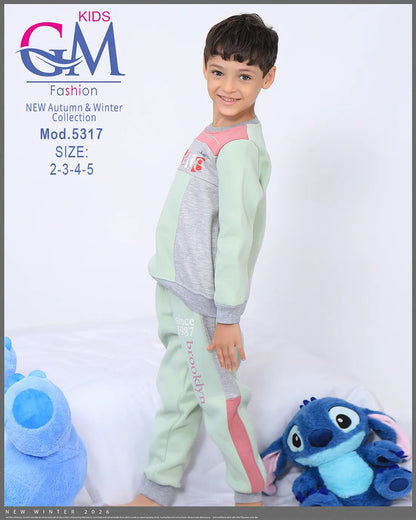 طقم ترنج ولادي شتوي GM Kids | موديل 5317 بقلنسوة (كابتشوه) (2-5 سنوات)
