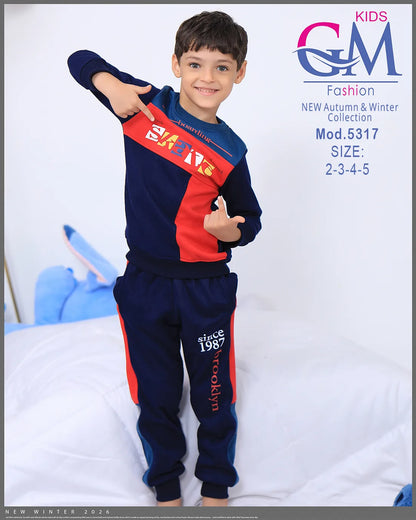 طقم ترنج ولادي شتوي GM Kids | موديل 5317 بقلنسوة (كابتشوه) (2-5 سنوات)