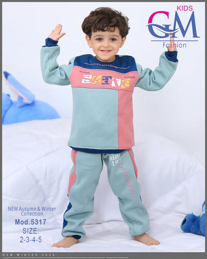 طقم ترنج ولادي شتوي GM Kids | موديل 5317 بقلنسوة (كابتشوه) (2-5 سنوات)