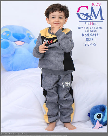 طقم ترنج ولادي شتوي GM Kids | موديل 5317 بقلنسوة (كابتشوه) (2-5 سنوات)