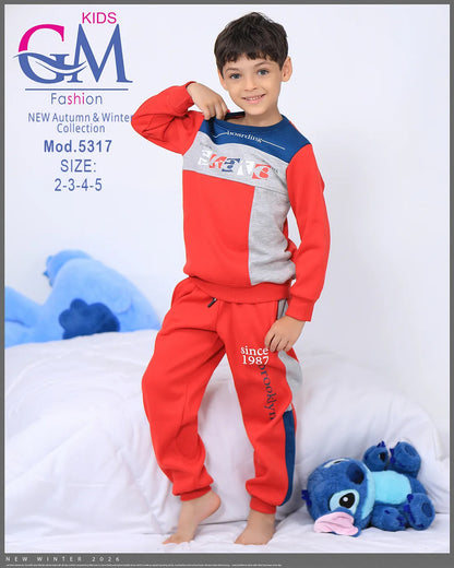طقم ترنج ولادي شتوي GM Kids | موديل 5317 بقلنسوة (كابتشوه) (2-5 سنوات)