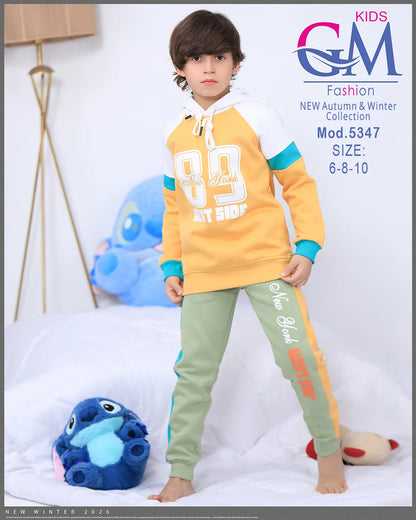 طقم بيجامة أطفال شتوي GM Kids | موديل 5347 بتطريز أنيق