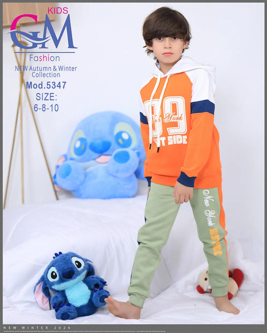 طقم بيجامة أطفال شتوي GM Kids | موديل 5347 بتطريز أنيق