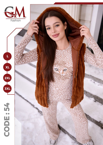 فيست حريمي فرو مبطن بكابيشو  – GM Fashion موديل 54