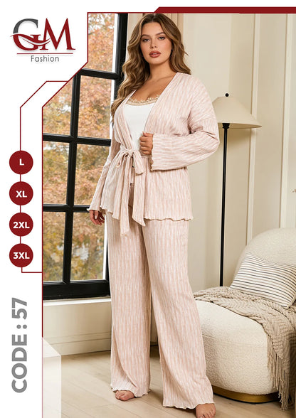 بيجامة حريمى شتوى 3 قطع - موديل 57 - GM Fashion