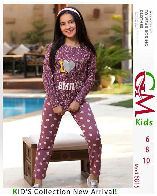 Girl wearing a purple outfit with text by a poolside