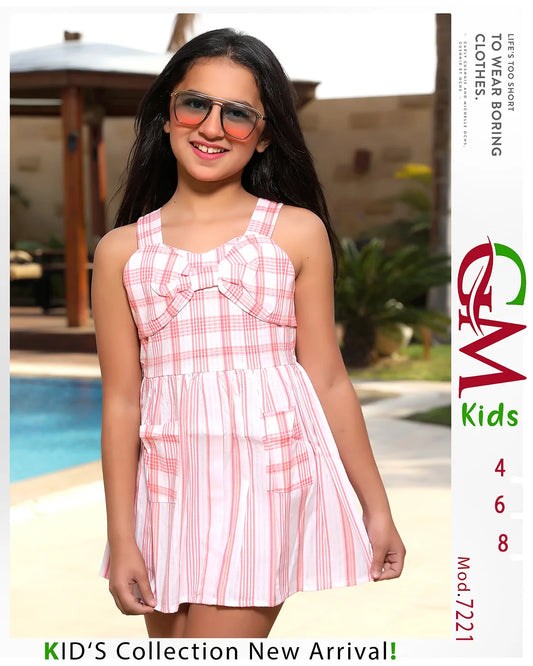 فستان نسائي صيفي قطني – موديل 7221 من GM Kids | تصميم كلاسيكي من القماش