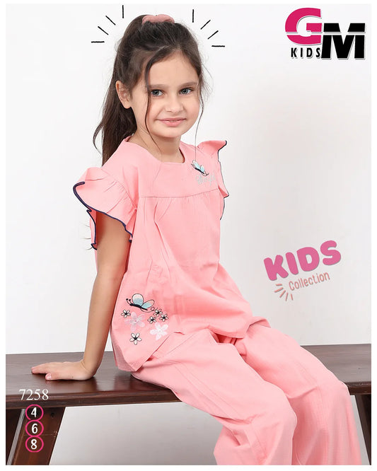 طقم بناتي قطن صيفي – GM Kids 7258 (مقاسات 4–8)