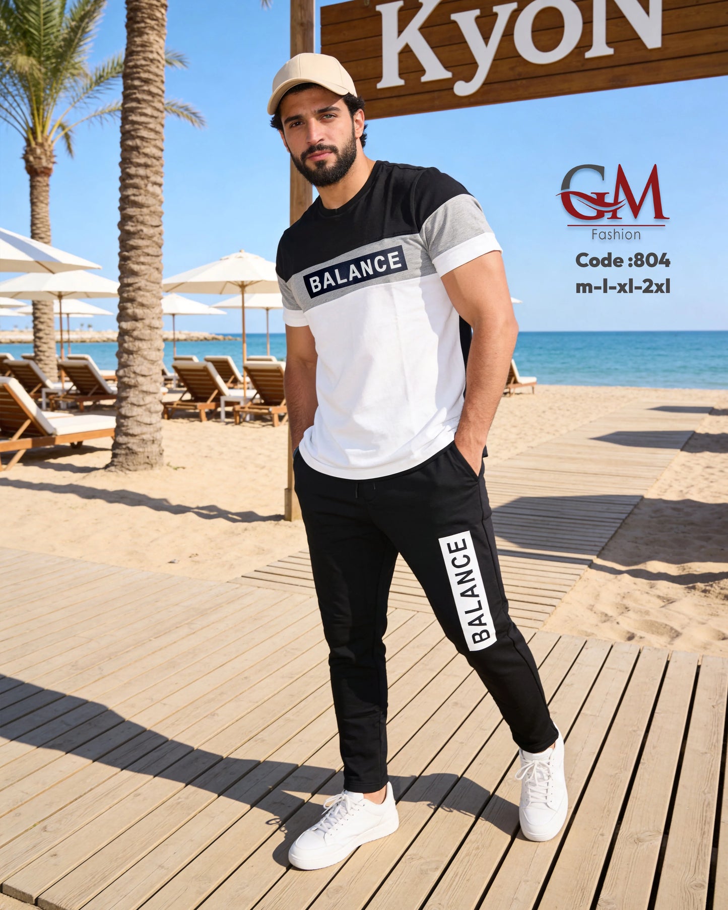 طقم رجالي تيشيرت قطن وبنطلون رياضي كاجوال – GM Fashion موديل 804
