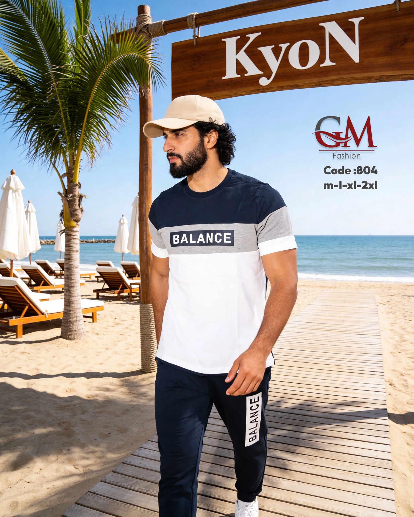 طقم رجالي تيشيرت قطن وبنطلون رياضي كاجوال – GM Fashion موديل 804