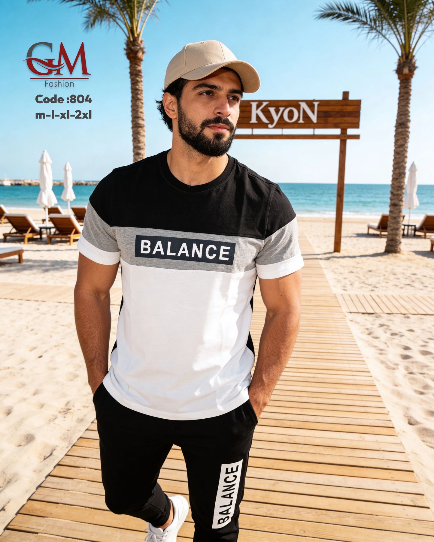 طقم رجالي تيشيرت قطن وبنطلون رياضي كاجوال – GM Fashion موديل 804