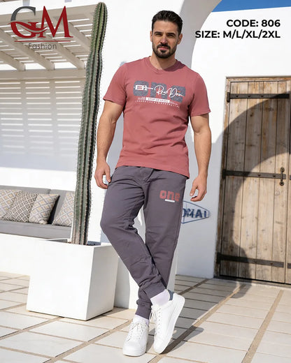 ترنج رجالي صيفي بطباعة عصرية – GM Fashion موديل 806