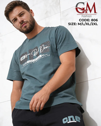 ترنج رجالي صيفي بطباعة عصرية – GM Fashion موديل 806