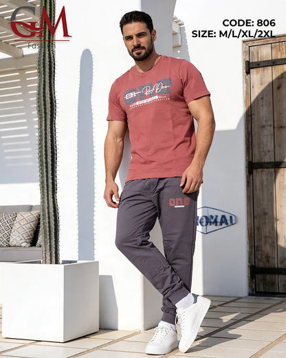 ترنج رجالي صيفي بطباعة عصرية – GM Fashion موديل 806