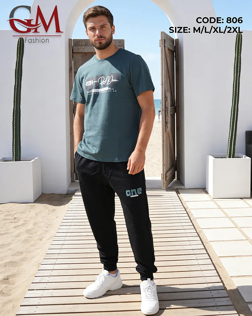 ترنج رجالي صيفي بطباعة عصرية – GM Fashion موديل 806