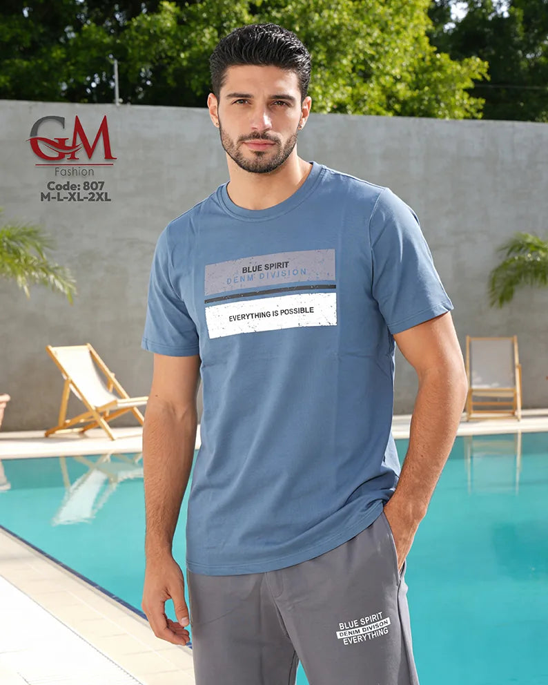 ترنج رجالي صيفي Blue Spirit بطباعة عصرية – GM Fashion موديل 807
