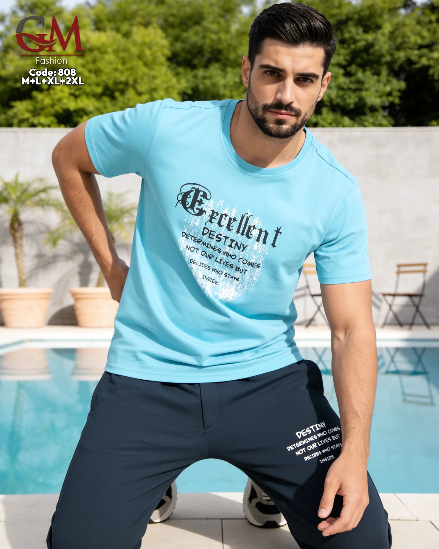 ترنج رجالي صيفي Excellent Destiny بطباعة عصرية – GM Fashion موديل 808