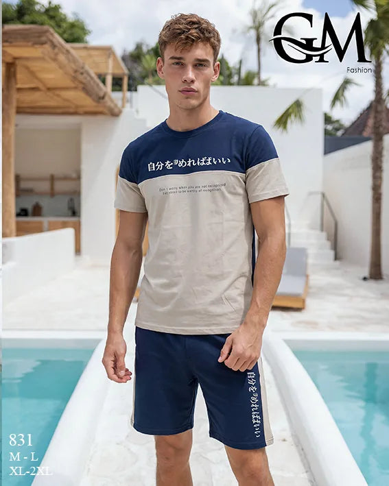 ترنج رجالي صيفي تيشيرت وشورت قطن – GM Fashion موديل 831