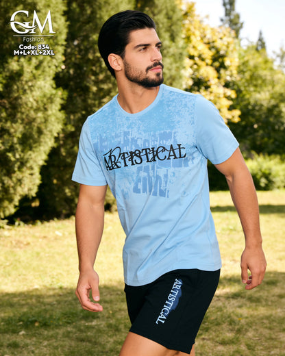 ترنج رجالي صيفي شورت بطباعة عصرية – GM Fashion موديل 834