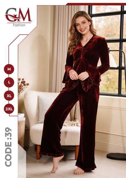 ترنج شتوى حريمى قطيفه - موديل 39- GM Fashion