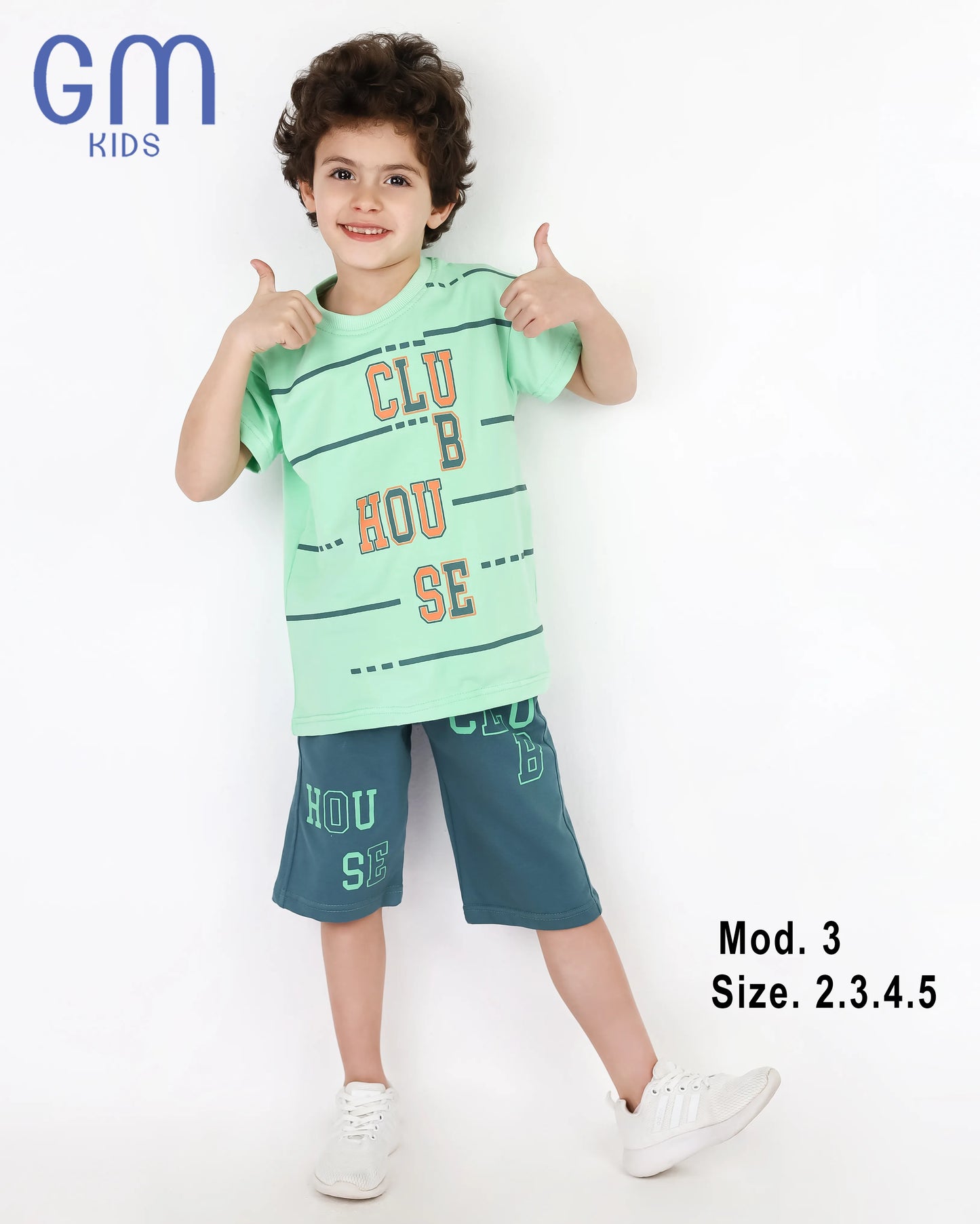 طقم أولادي صيفي قطن تيشيرت نص كم + شورت قطن مريح | GM Kids موديل 3